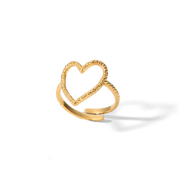 Gold Plated Open Heart Adjustable Ring