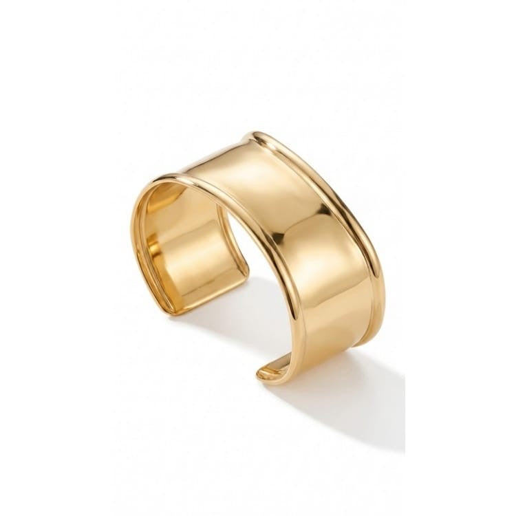 Gold Wave Cuff Bracelet – 18K Gold Plated Stainless Steel Open Cuff