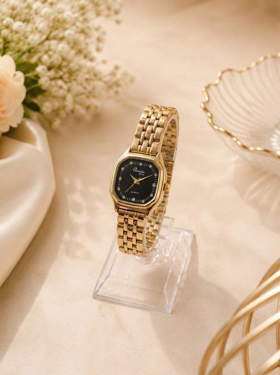 Vintage Octagon Women's Watch - Black