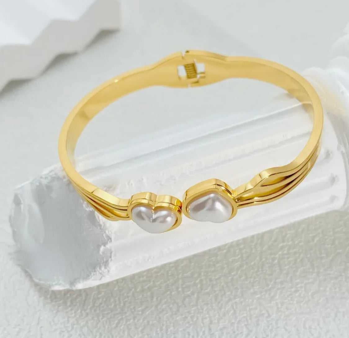 Double Heart Bangle