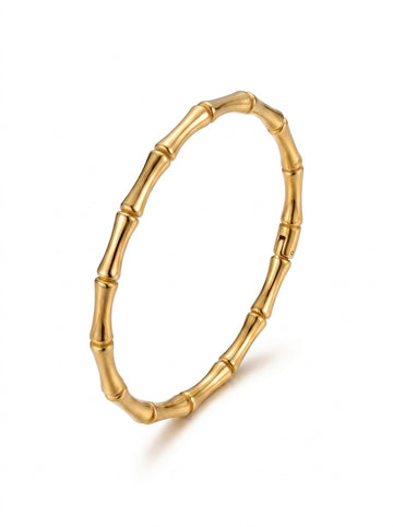 Bamboo Bangle Bracelet – 18K Gold Plated Stainless Steel Bracelet for Women