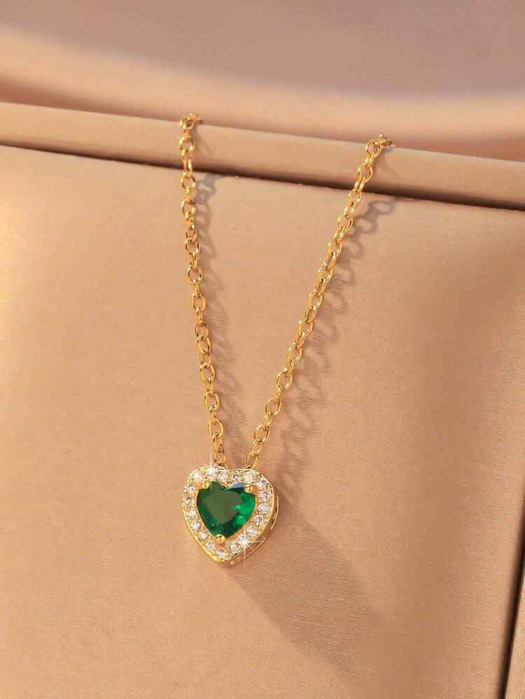 Emerald Heart Pendant Necklace