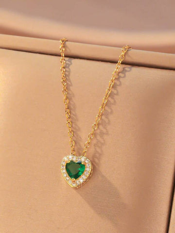 Emerald Heart Pendant Necklace