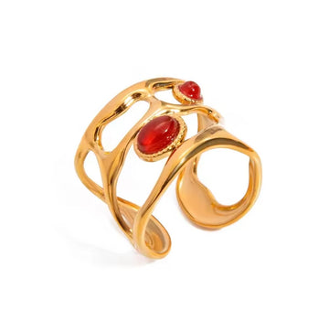 Modernist Ruby Wave Adjustable Ring