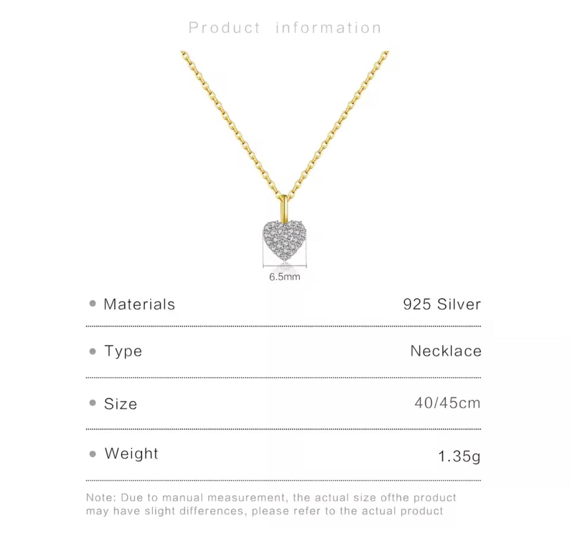 Silver Stone Heart Necklace – Anti-Tarnish Stainless Steel Heart Pendant Necklace Pakistan