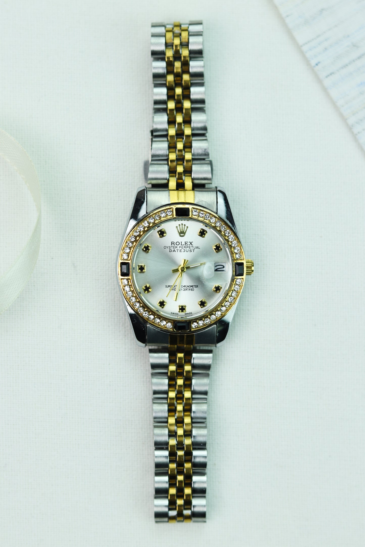 Ro-lex Lady Datejust Onyx Pearl Two Tone Women Watch