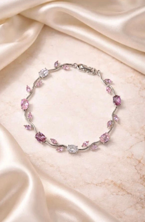 Tulip Floral Vine Silver Bracelet