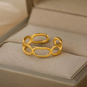 Minimalist Gold Plated Rope Ring (Adjustable)