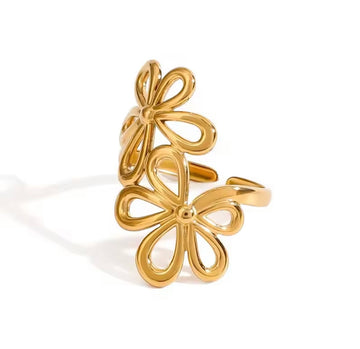 Golden Flower Adjustable Ring