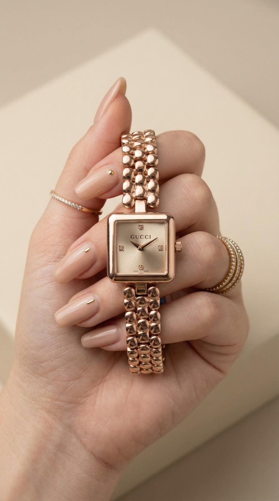 Gucci Square Rose Gold Women Watch