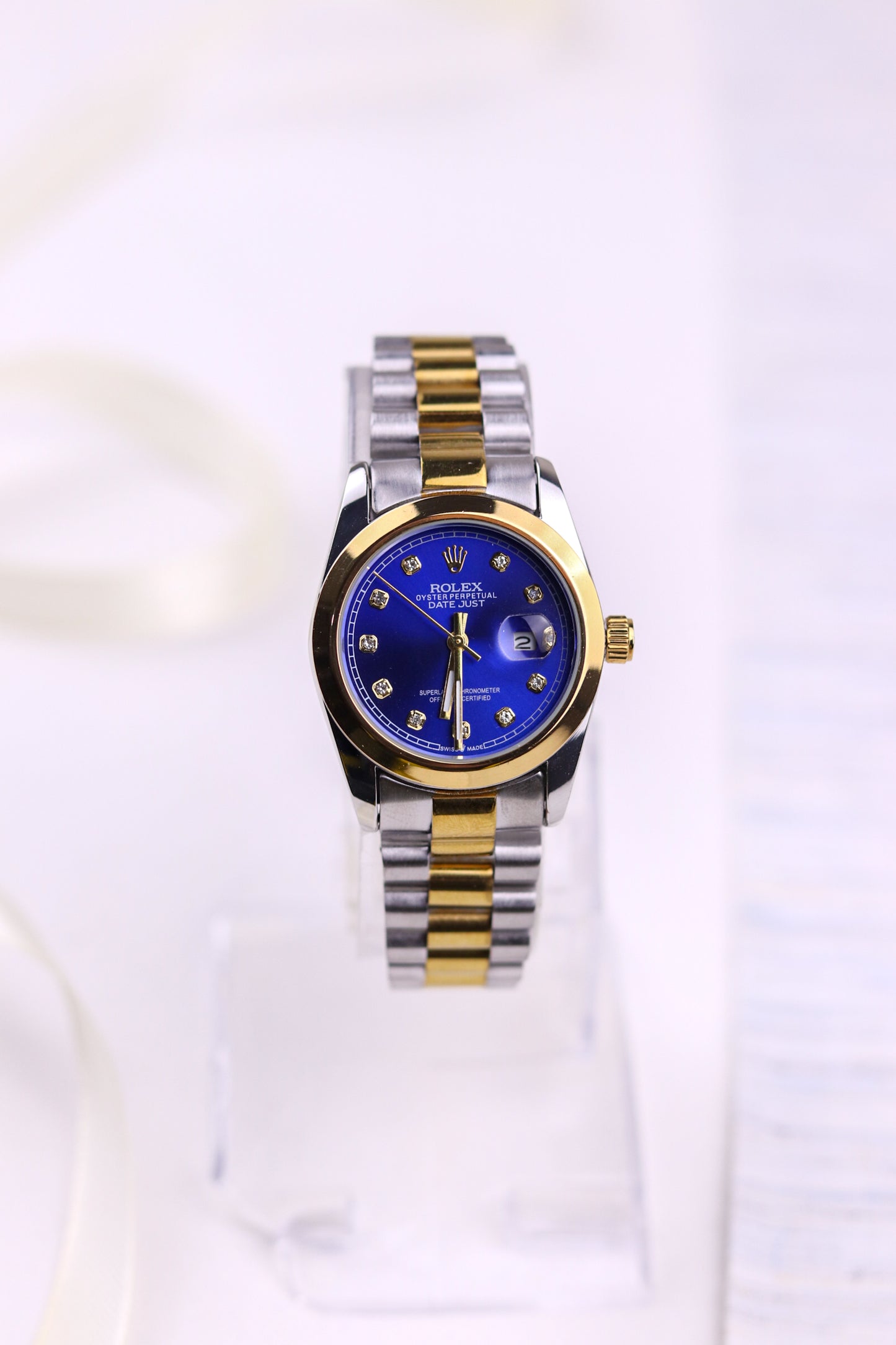 Rol-ex Blue Dial Delight DateJust Women Watch - Plain Bezel