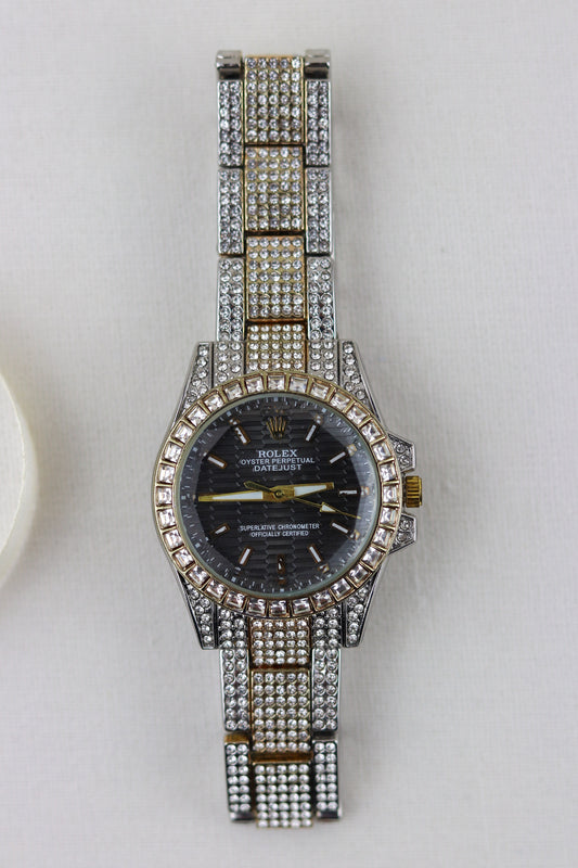 Rol-ex Black TwoTone Oyster Perpetual Watch