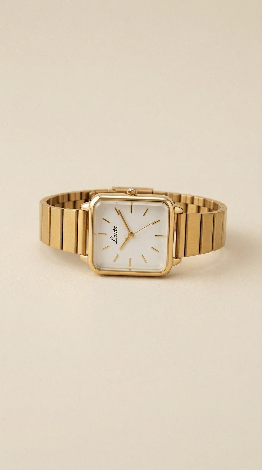 Lsotr Gold White Dial Quadro Pressed Women Watch