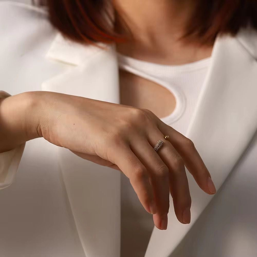 Gold Plated Crystal Pave Open Ring