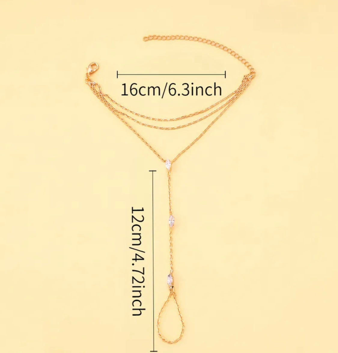 Multi Layer Finger Bracelet – 18K Gold Plated Stainless Steel Hand Harness Bracelet for Women in Pakistan