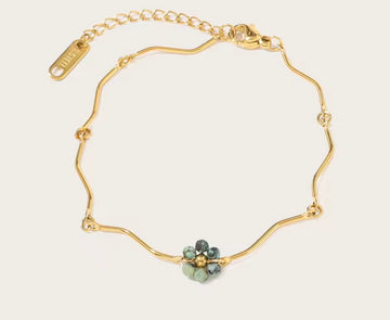 Emerald Flower Charm Bracelet