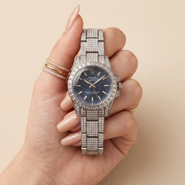 Rolex Blue Dial Gemstone Gaze Women Watch