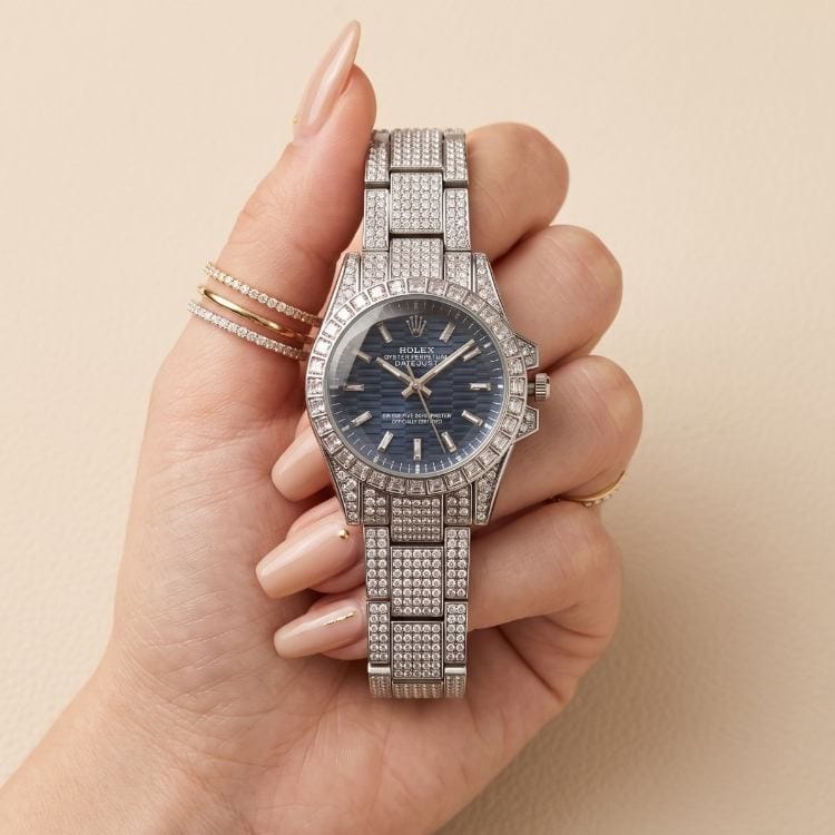 Rolex Blue Dial Gemstone Gaze Women Watch