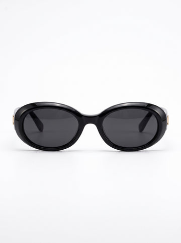 Vesper Black Oval Sunglasses