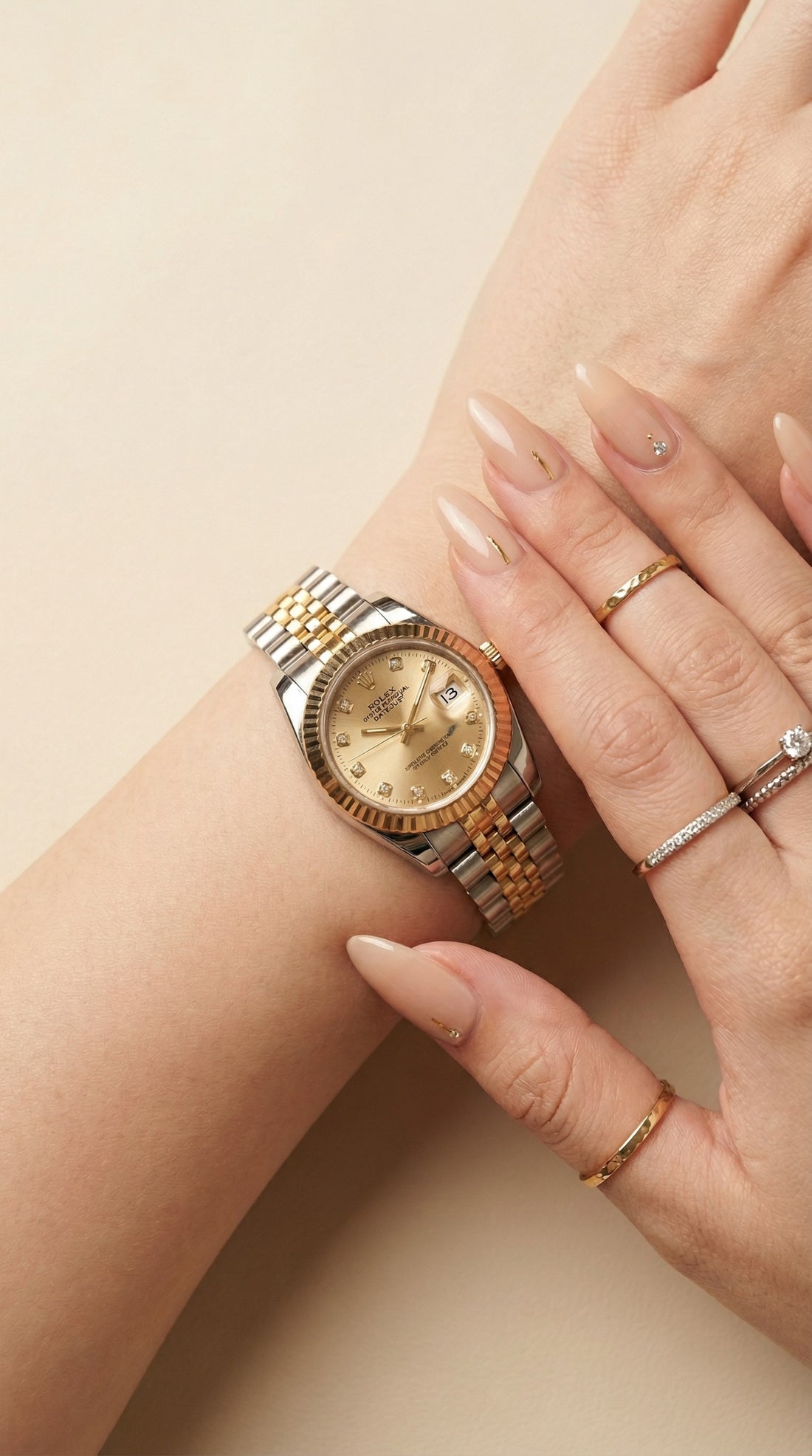 Rolex Two Tone Golden Datejust Women Watch