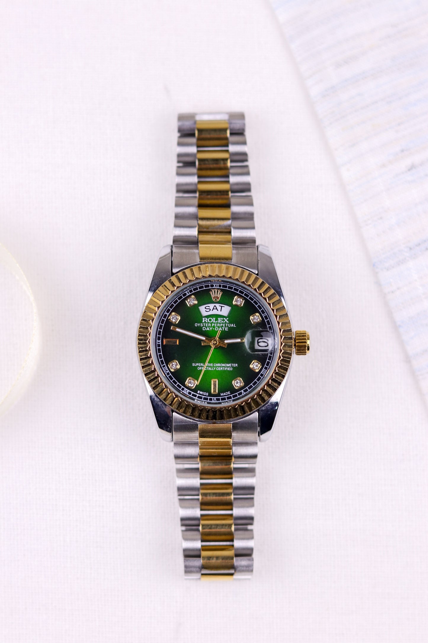 Ro-lex Green Majesty Day-Date Watch