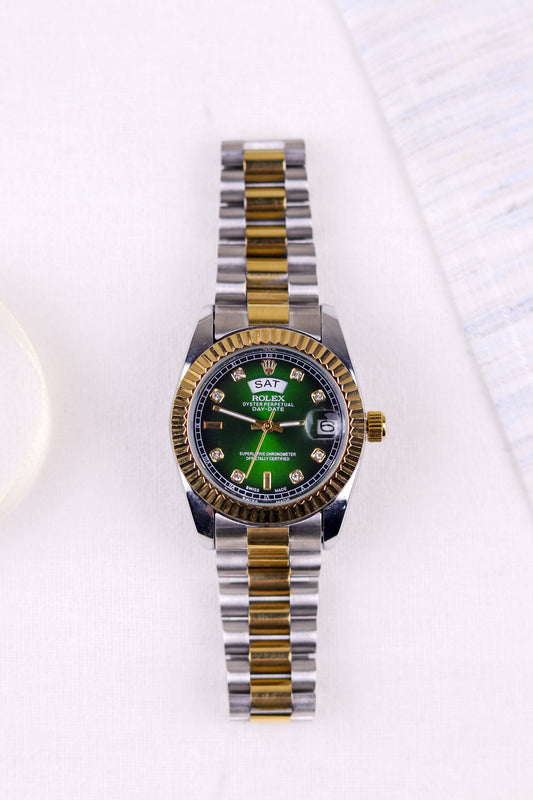 Ro-lex Green Majesty Day-Date Watch