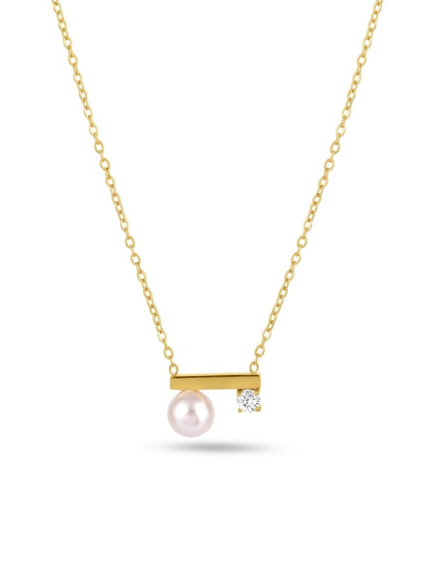 Double Pearl Bar Pendant Necklace