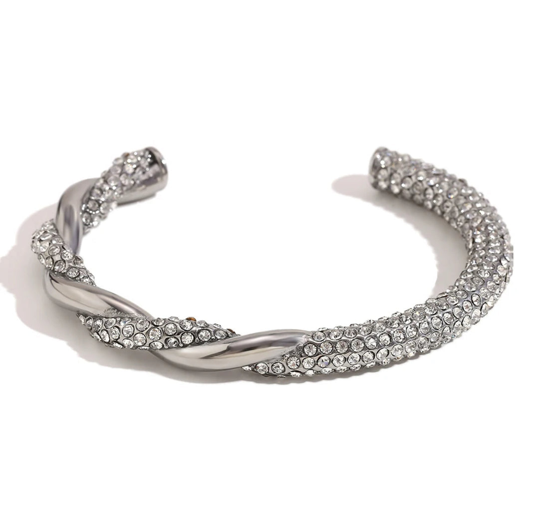 Crystal Pave Twisted Cuff Bracelet