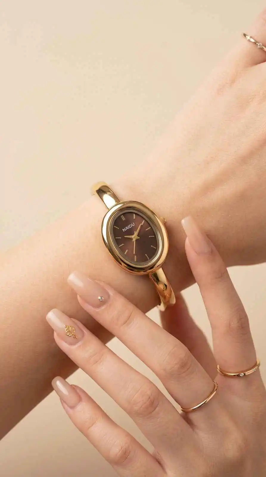 Elegant daily wear jewellery Pakistan golden watch bangle maroon dial