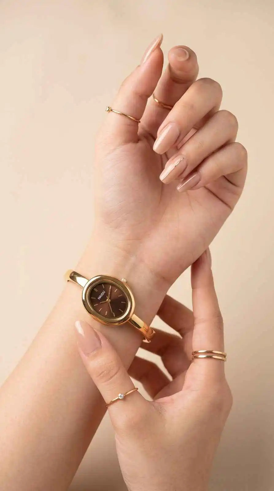 Golden Watch Bangle Maroon Dial stainless steel jewellery Pakistan for women