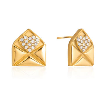Heartbeat Envelope Earrings gold plated - Jewelistic Pakistan
