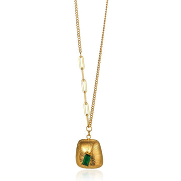 Gold Emerald Shield Necklace
