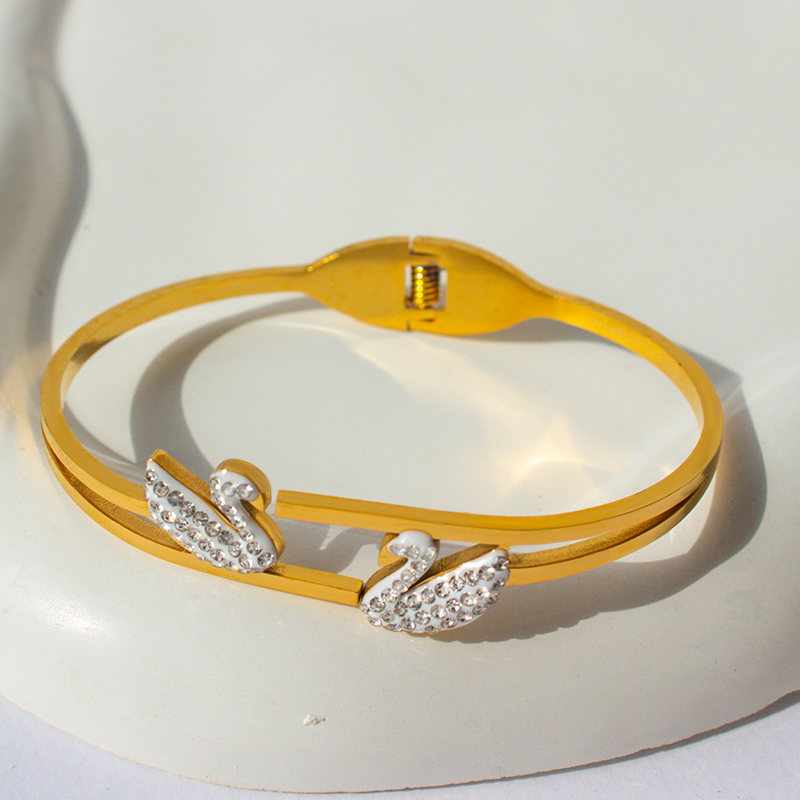 White Double Swan Bracelet