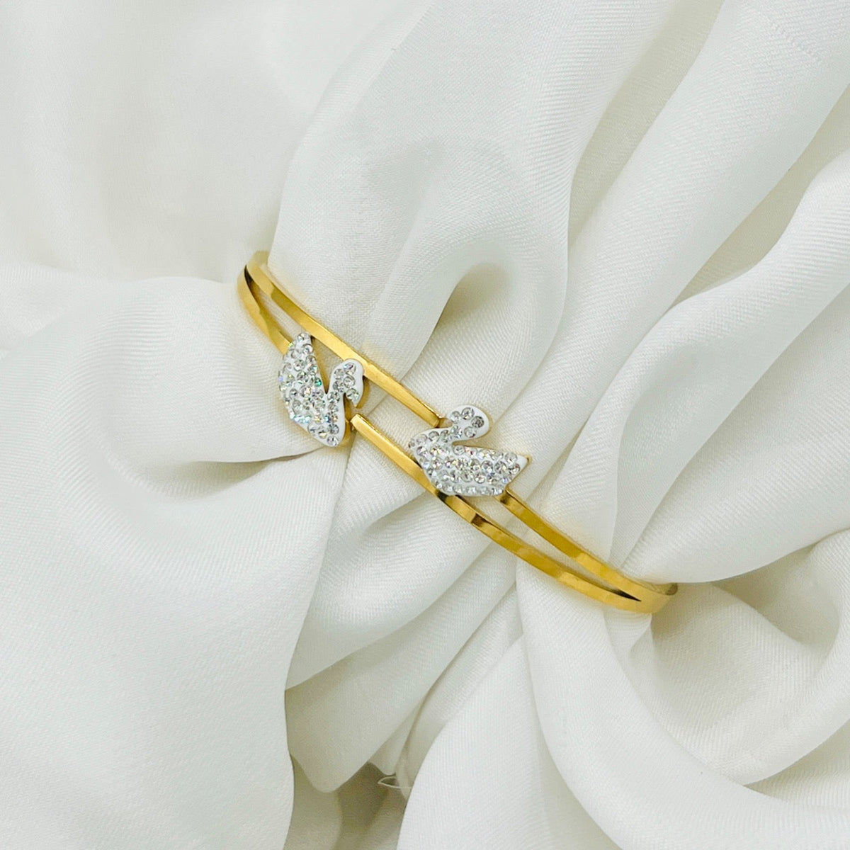 White Double Swan Bracelet