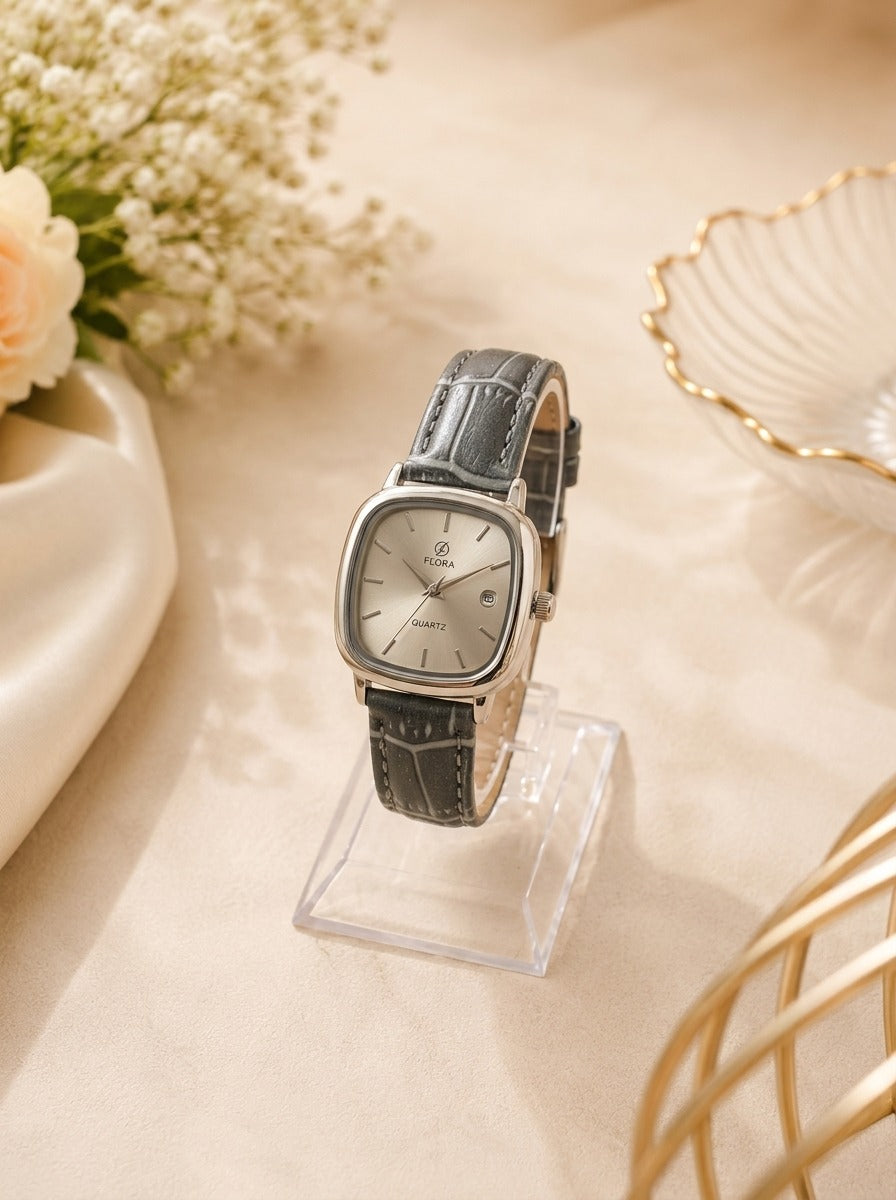 Flora Heritage Women Strap Watch - Black