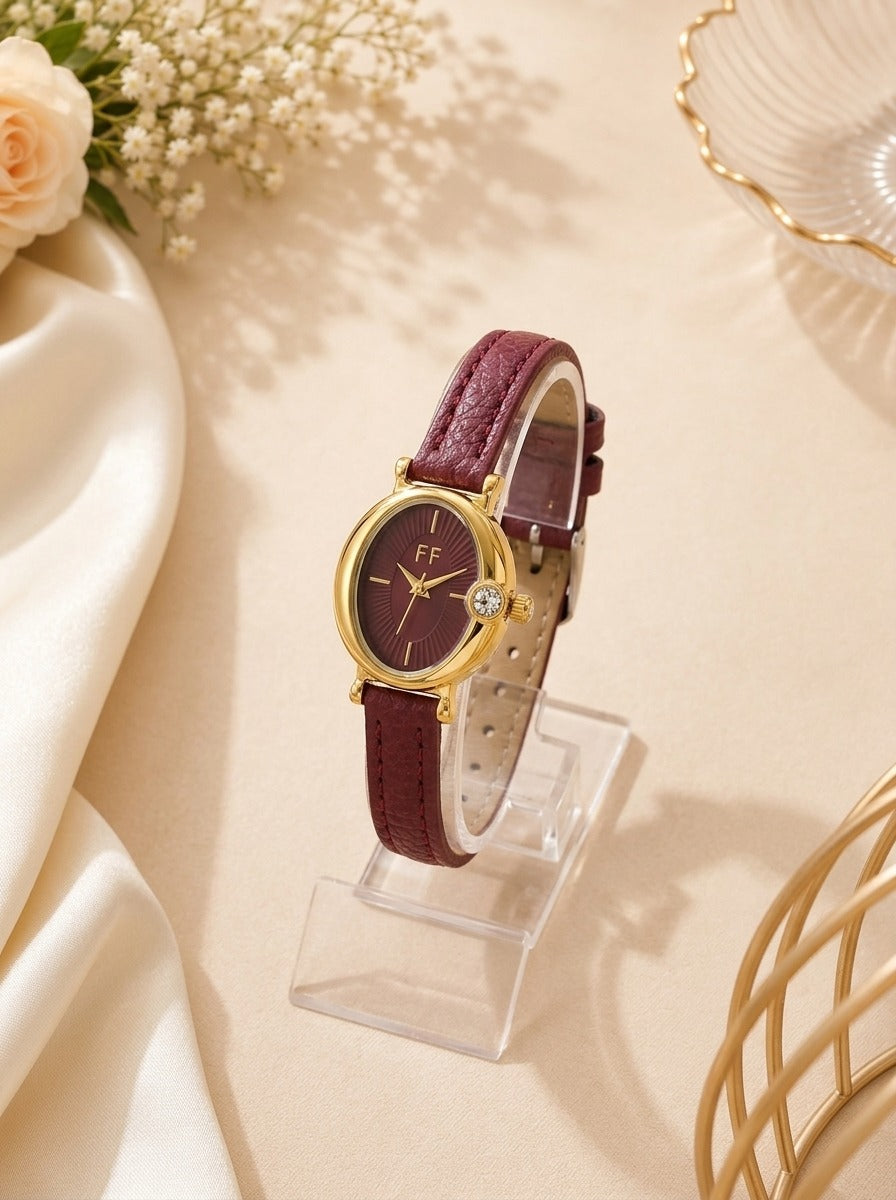 FF Vintage Velvet Women Strap Watch | Classic Women's Watch Pakistan