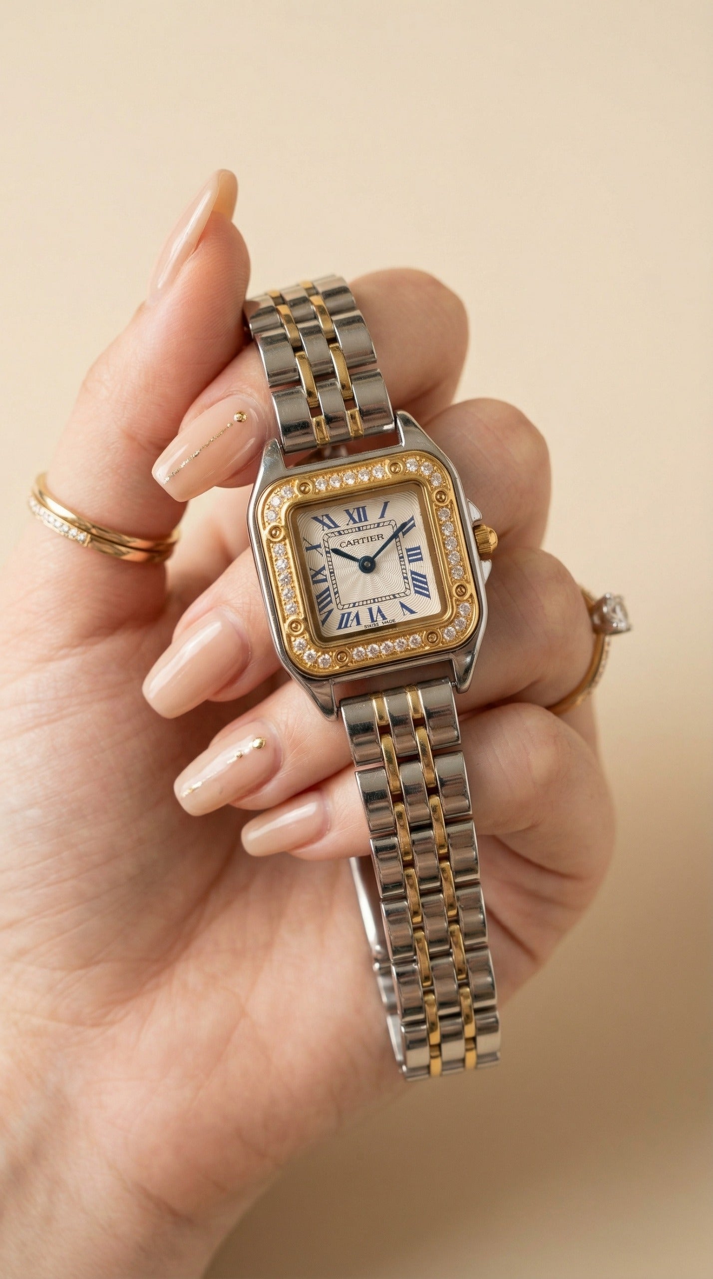 Cartier Diamond Women Watch - White Dial
