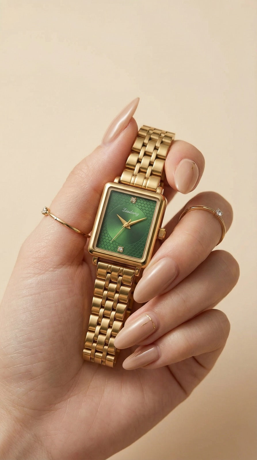 Gold-Leaf Emerald Women Watch