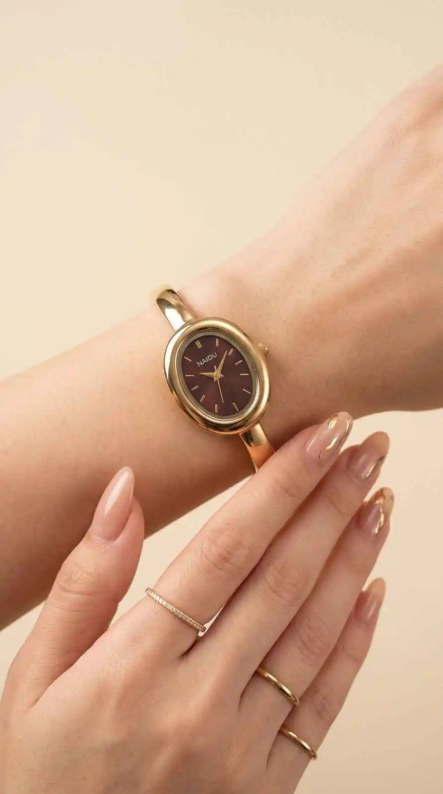Golden Watch Bangle Maroon Dial stainless steel jewellery Pakistan for women