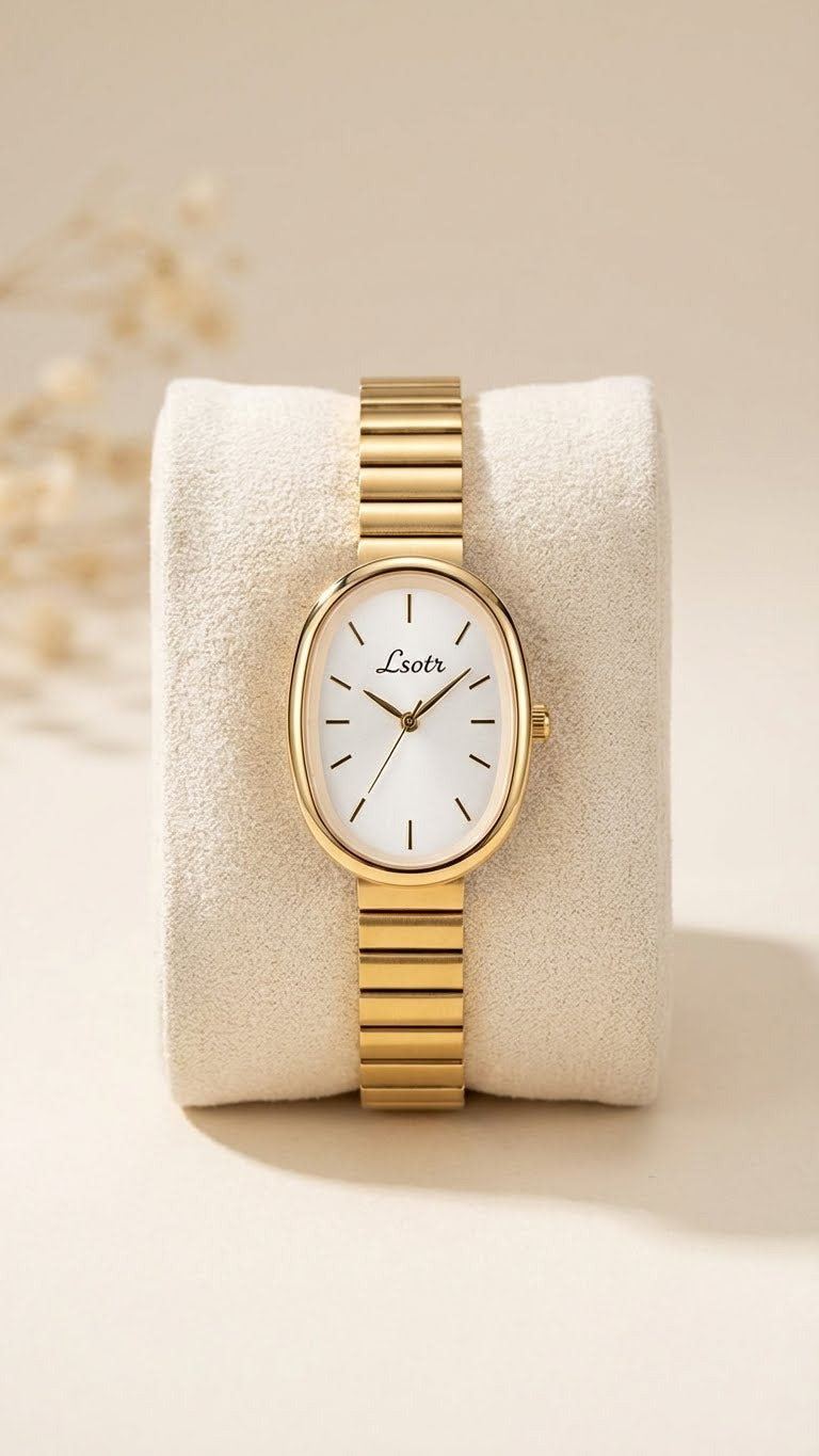 Lsotr Oval Golden Charm Women Watch