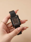 Hermes Full Black  Square Sparkle Women Watch