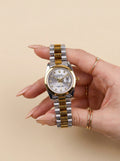 Rol-ex Diamond Dial Delight DateJust Women Watch - Plain Bezel