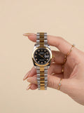Rol-ex Black Pearl DateJust Women Watch - Plain Bezel