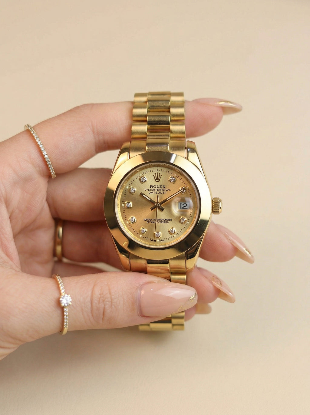 Rol-ex Sunburst Sparkle Women Watch