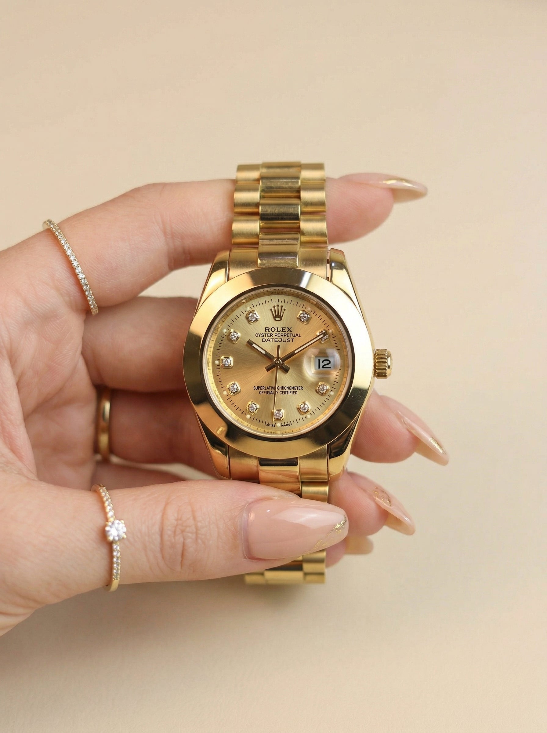 Rol-ex Sunburst Sparkle Women Watch