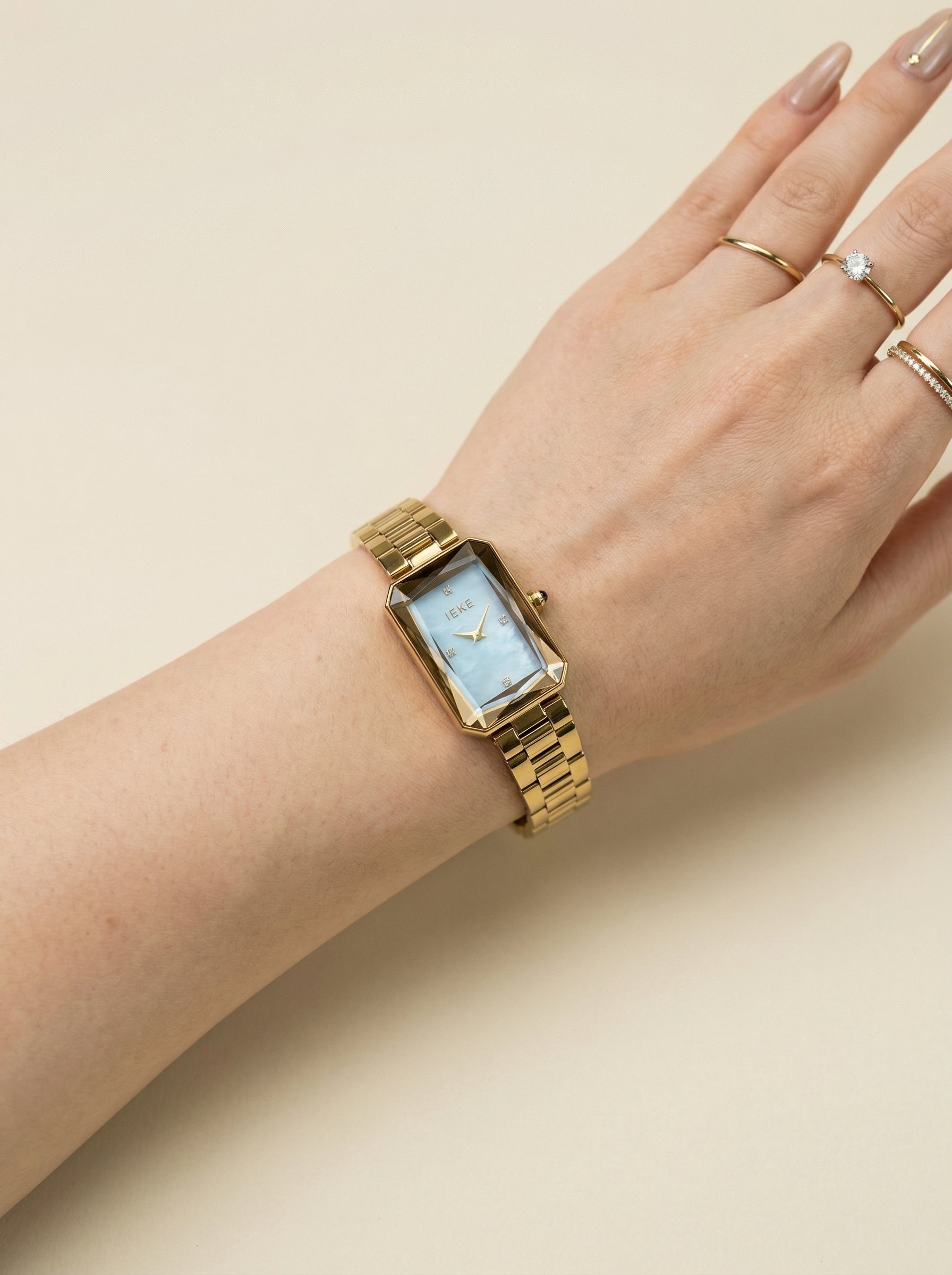 IEKI Stellar Rectangle Skyblue Women Watch