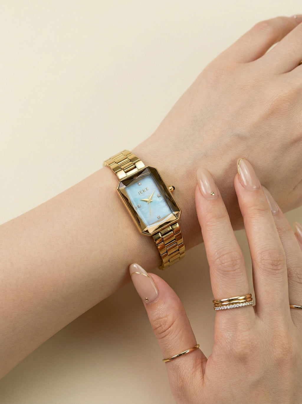 IEKI Stellar Rectangle Skyblue Women Watch
