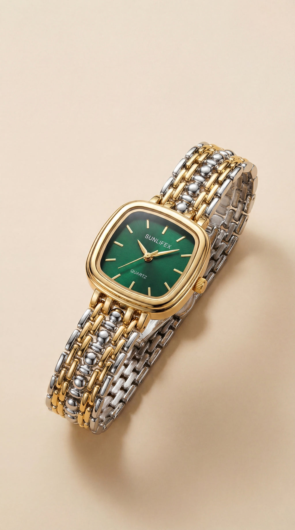 Sunflix Two Tone Women Watch - Green Dial