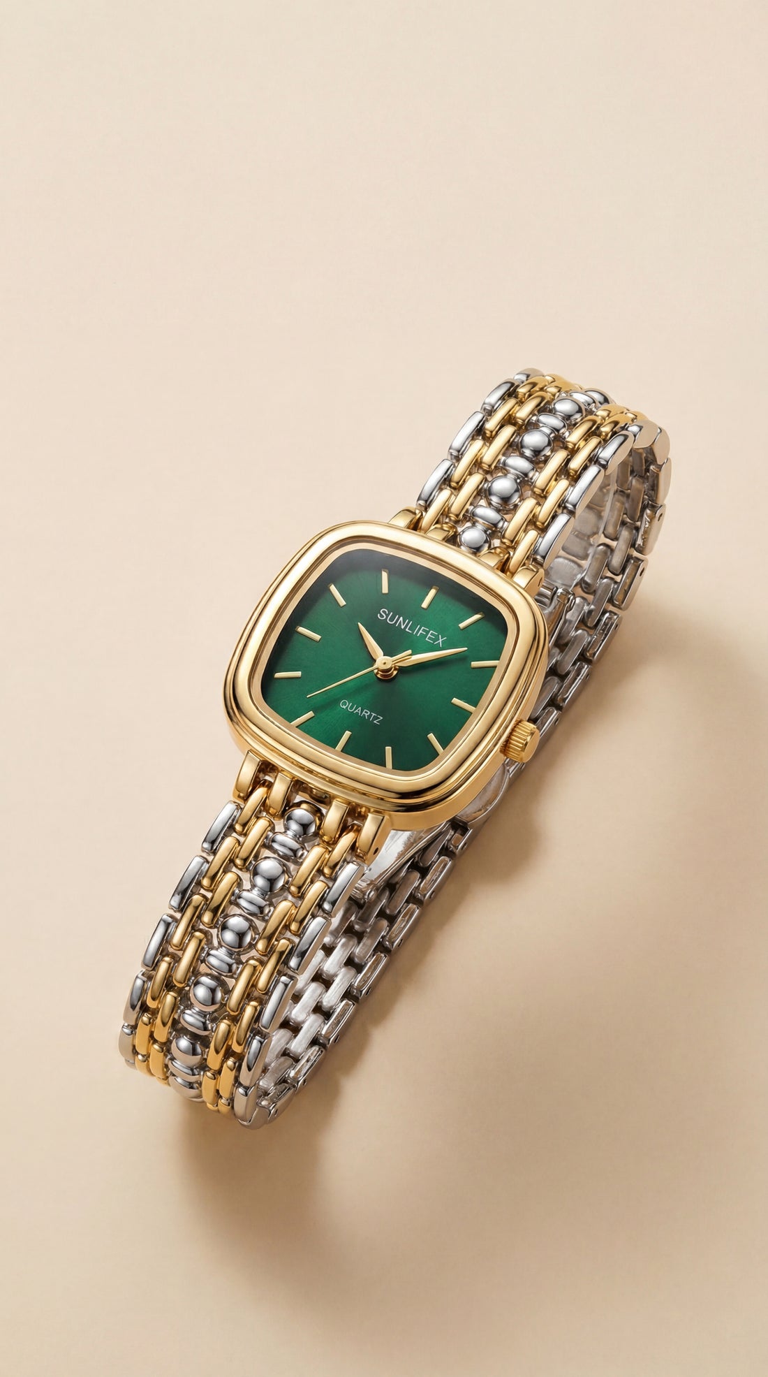 Sunflix Two Tone Women Watch - Green Dial