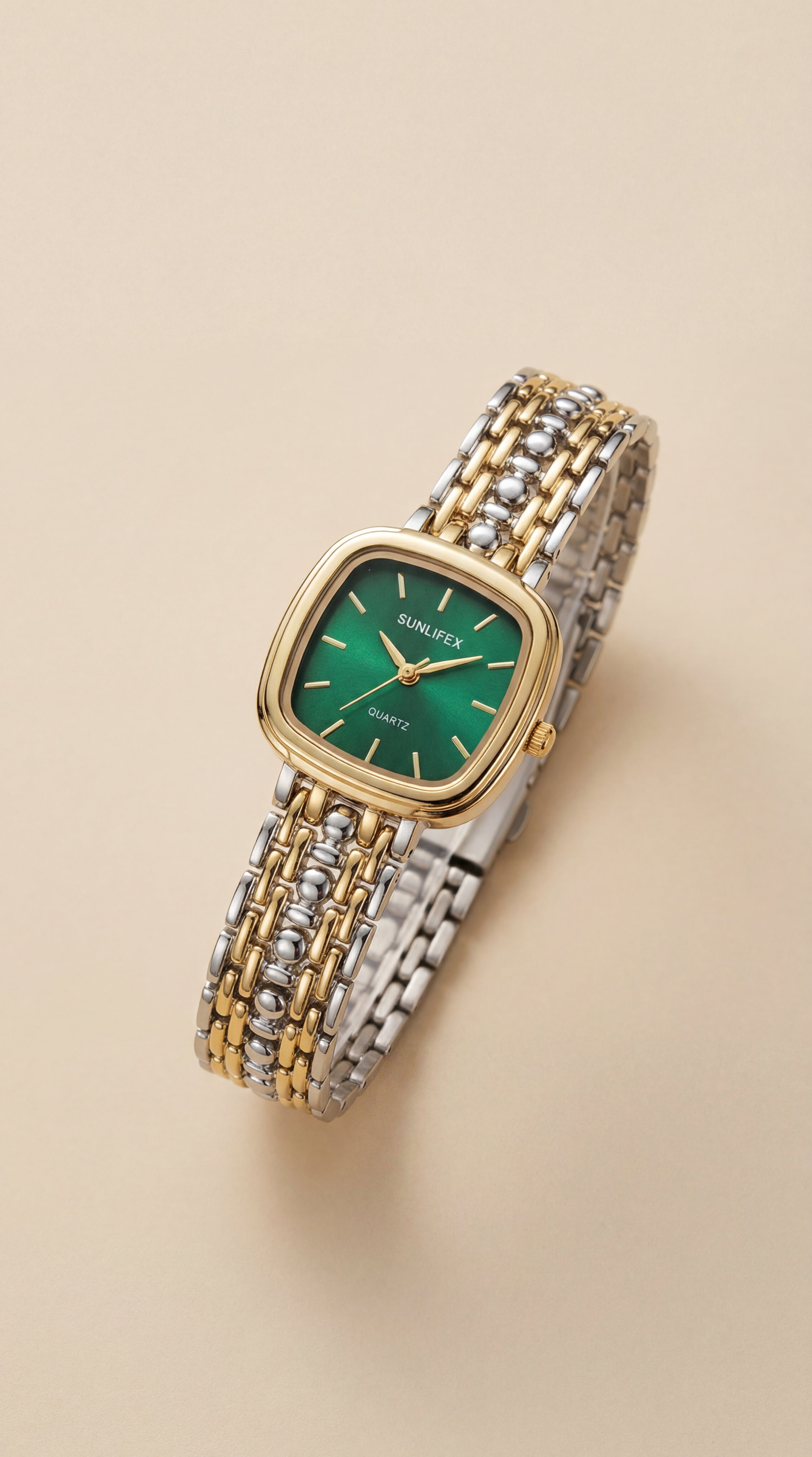 Sunflix Two Tone Women Watch - Green Dial